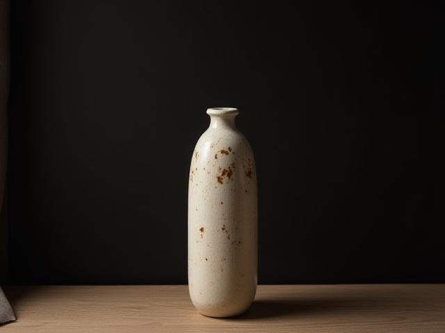 Elegant ceramic vase with a unique glaze under studio lights