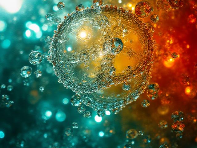 Macro shot of intricate patterns on a blown glass art piece