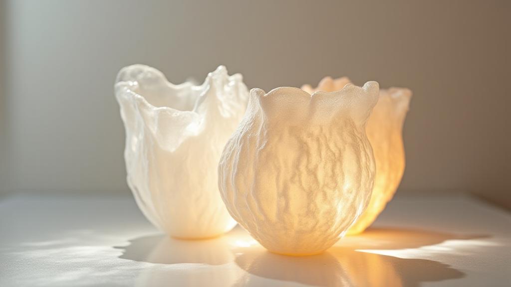 Close-up of a ceramic vase on a set with studio lighting focused on it